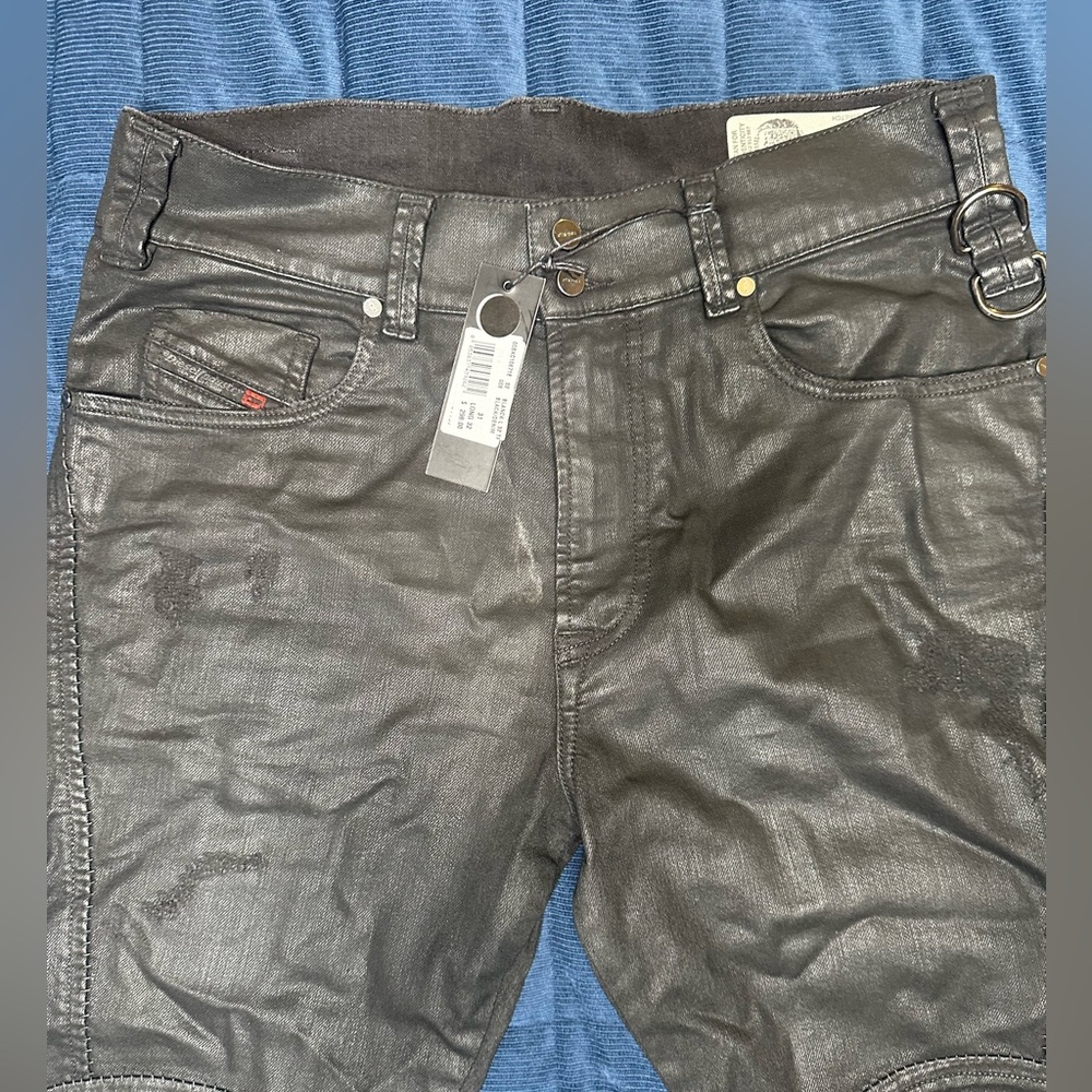 Diesel wax coated moto jogg jeans sz 31 NWT - Picture 3 of 15